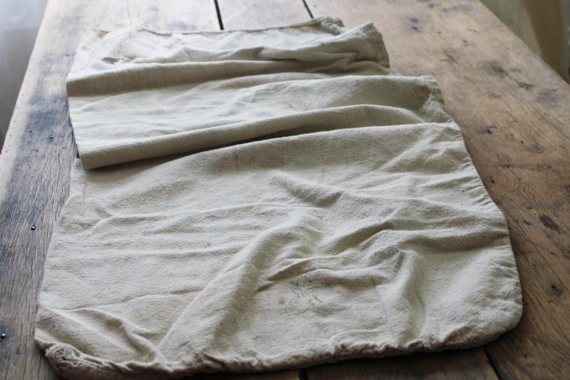 photo of 1940s vintage Kentucky Hemp Seed printed cotton sack, worn patched old feedsack #7