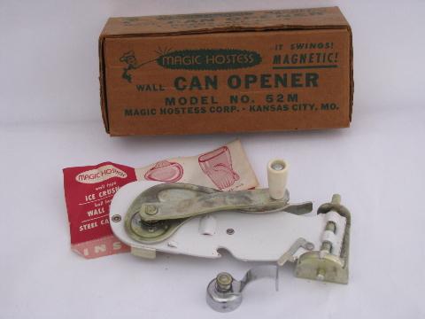 photo of 1940s vintage Magic Hostess magnetic kitchen can opener, never used #1