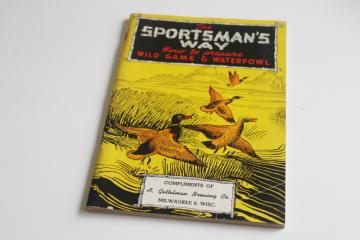 catalog photo of 1940s vintage Milwaukee Gettelman's beer advertising, Sportsman's Way wild game cookbook 