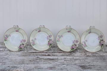 photo of 1940s vintage Morimura M mark Noritake china bread & butter or dessert plates, Mystery no 1 pink carnations floral