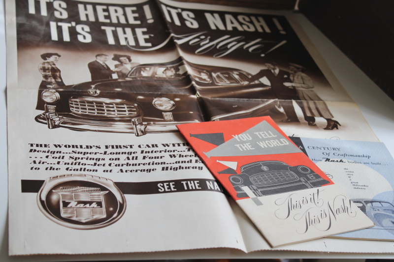 photo of 1940s vintage Nash automobile advertising booklets & poster for the new 1949 model cars #1