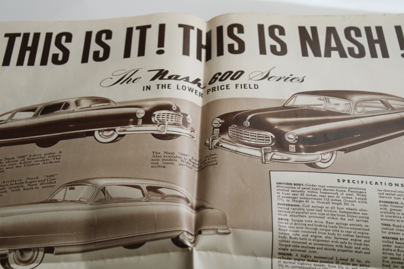 photo of 1940s vintage Nash automobile advertising booklets & poster for the new 1949 model cars #2