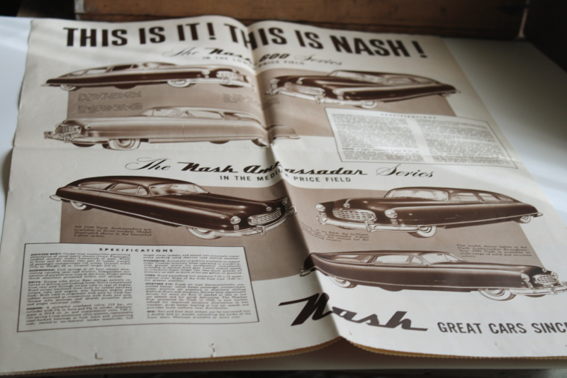 photo of 1940s vintage Nash automobile advertising booklets & poster for the new 1949 model cars #9