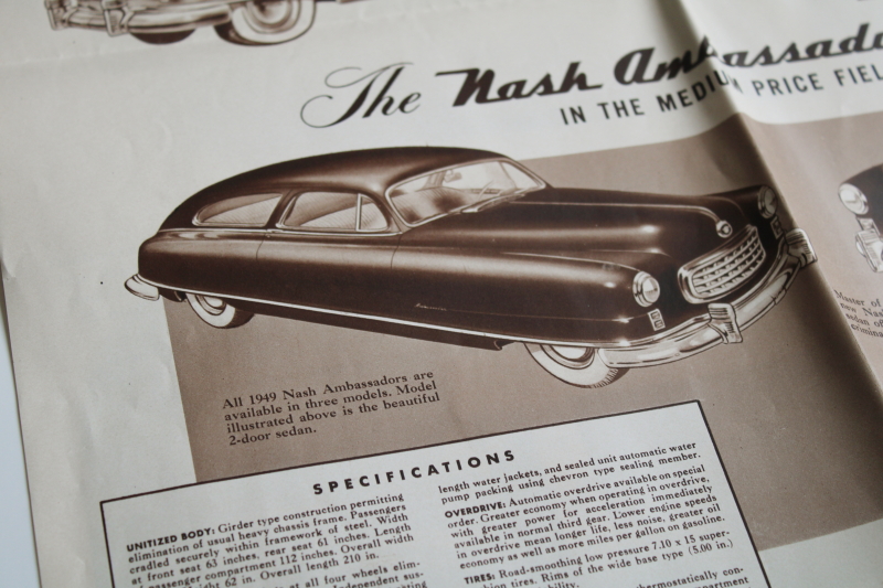 photo of 1940s vintage Nash automobile advertising booklets & poster for the new 1949 model cars #10