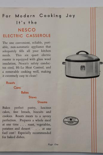 photo of 1940s vintage Nesco roaster oval slow cooker w/ instruction manual recipes #3