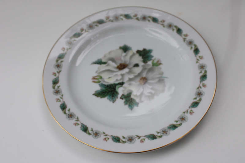 photo of 1940s vintage Noritake china plate white gardenia flower Nippon Toki Kaisha stamp #3