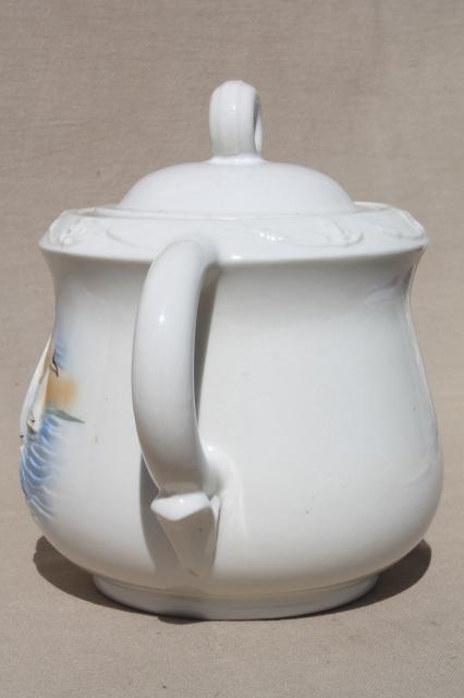 photo of 1940s vintage Porcelier china teapot or coffee pot, sailboats sailing  #5
