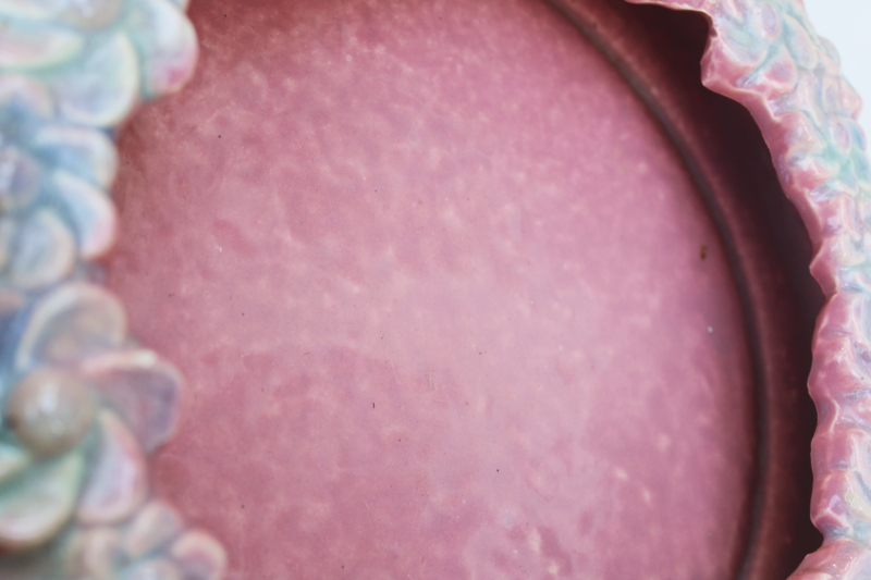 photo of 1940s vintage Royal Hickman Haeger art pottery large flower bowl planter deep rose pink & blue #3