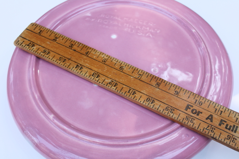 photo of 1940s vintage Royal Hickman Haeger art pottery large flower bowl planter deep rose pink & blue #5