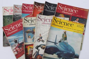 catalog photo of 1940s vintage Science Illustrated magazine lot, popular scientific magazines