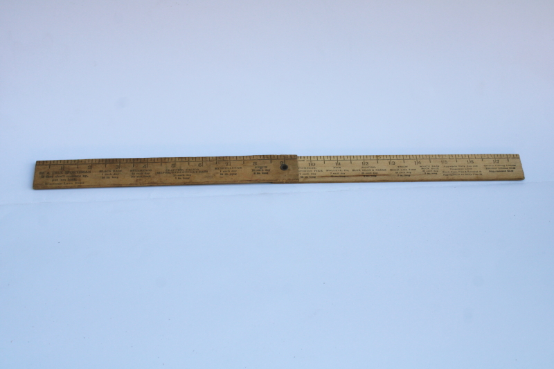 photo of 1940s vintage Sears Oshkosh advertising, folding wood ruler fisherman's fish measure scale  #5