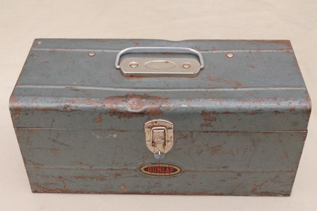 photo of 1940s vintage Sears Roebuck Dunlap tool box, rustic industrial all metal toolbox #10