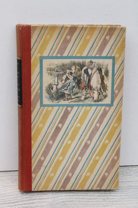 photo of 1940s vintage Through the Looking Glass Tenniel illustrations Lewis Carroll Alice w/ art cover #1