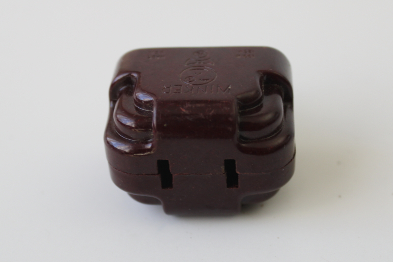 photo of 1940s vintage Winker plug, brown bakelite electrical plug Christmas lights flasher blinker  #2