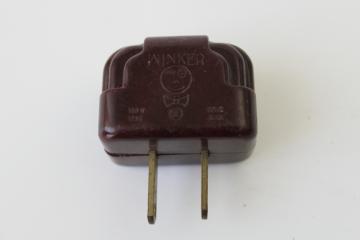 catalog photo of 1940s vintage Winker plug, brown bakelite electrical plug Christmas lights flasher blinker 