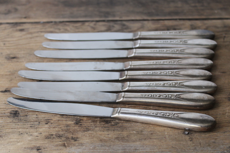 photo of 1940s vintage Wm Rogers Mfg original silver plate flatware, Priscilla Lady Ann pattern  #5