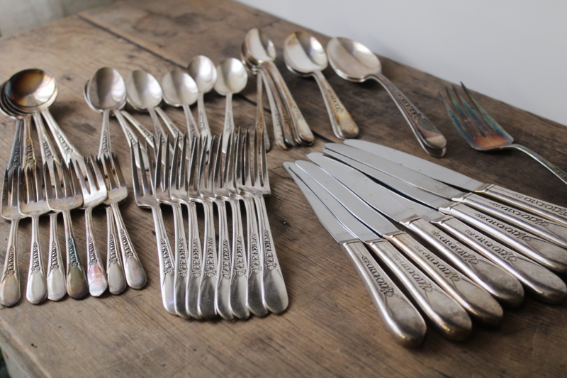 photo of 1940s vintage Wm Rogers Mfg original silver plate flatware, Priscilla Lady Ann pattern  #6