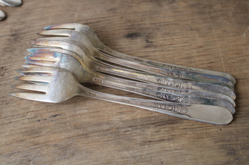 photo of 1940s vintage Wm Rogers Mfg original silver plate flatware, Priscilla Lady Ann pattern  #10