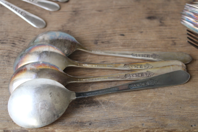 photo of 1940s vintage Wm Rogers Mfg original silver plate flatware, Priscilla Lady Ann pattern  #12