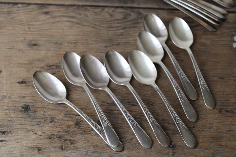 photo of 1940s vintage Wm Rogers Mfg original silver plate flatware, Priscilla Lady Ann pattern  #13