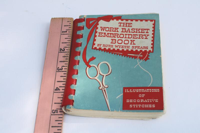 photo of 1940s vintage Workbasket needlework book, illustrated embroidery stitches how-to #8