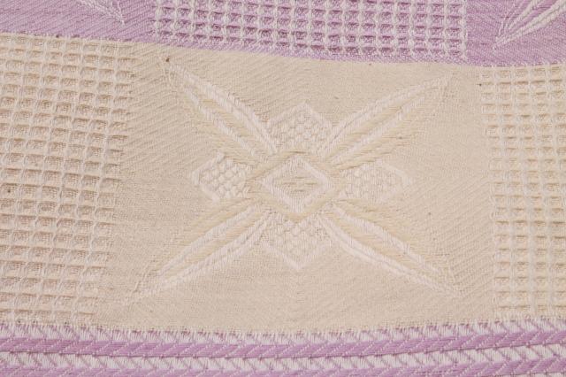 photo of 1940s vintage bedspread, star pattern waffle weave summer weight cotton coverlet #6