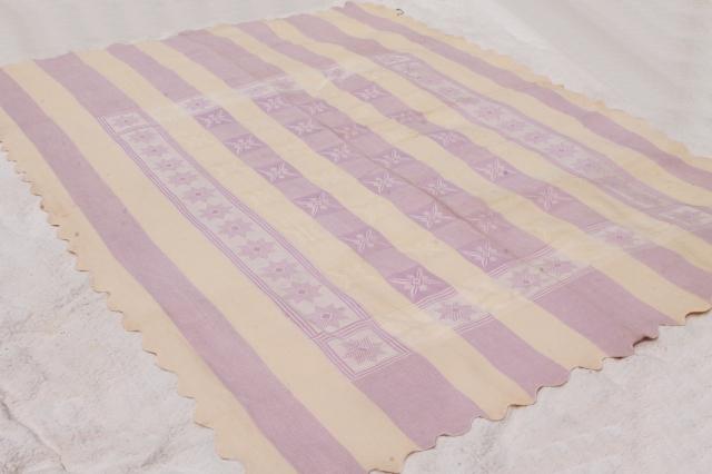 photo of 1940s vintage bedspread, star pattern waffle weave summer weight cotton coverlet #9