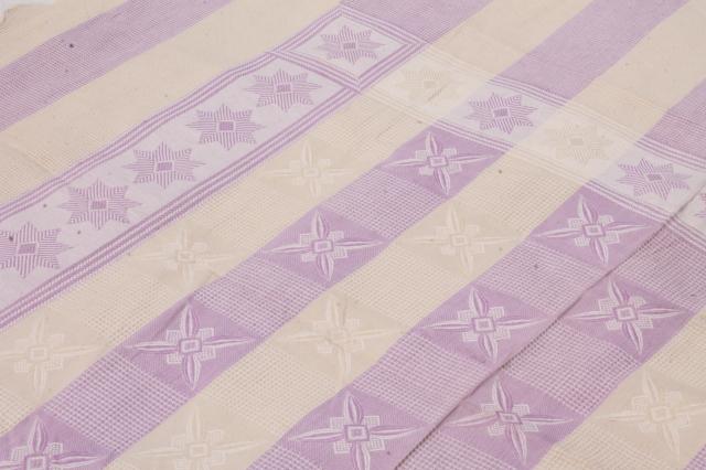 photo of 1940s vintage bedspread, star pattern waffle weave summer weight cotton coverlet #13