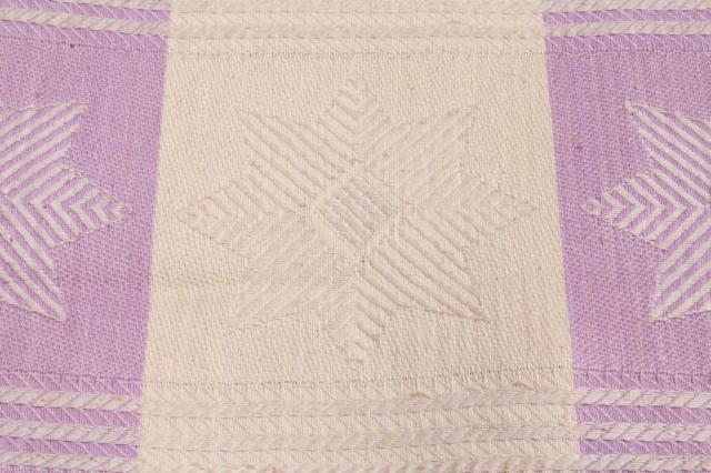 photo of 1940s vintage bedspread, star pattern waffle weave summer weight cotton coverlet #10