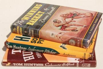 catalog photo of 1940s vintage boys sports stories, retro football, baseball, basketball covers