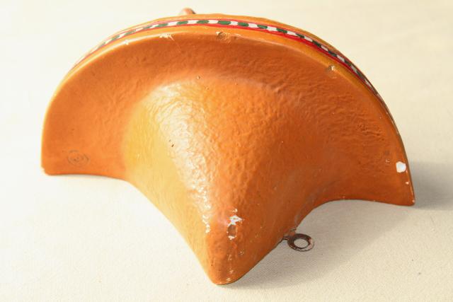 photo of 1940s vintage chalkware head wall plaque string holder, Mexican sombrero w/ handsome bandit #6