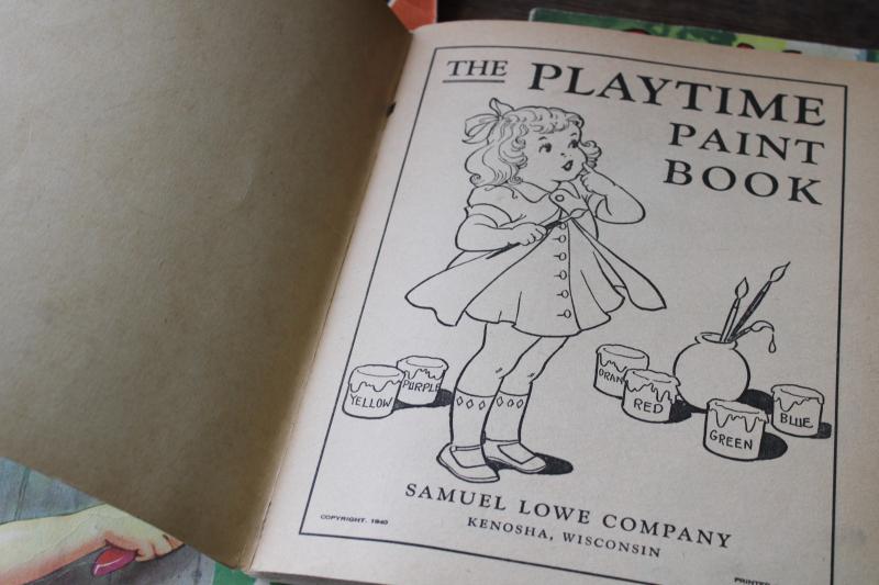 photo of 1940s vintage coloring books, children's book lot w/ great old illustrations #9