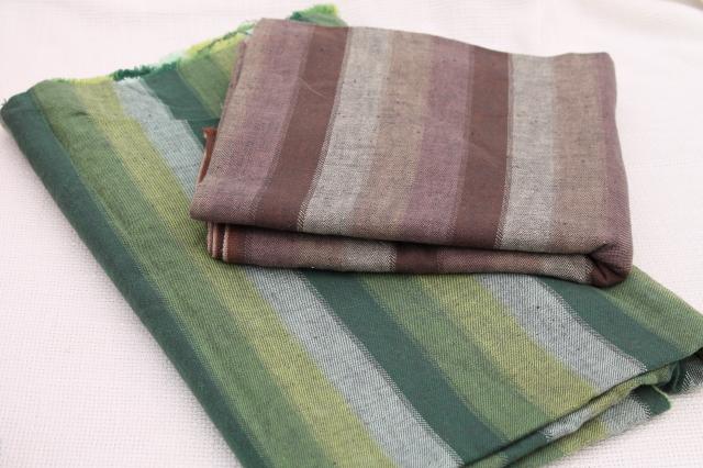 photo of 1940s vintage cotton fabric lot, striped shirting work shirt or sport camp stripes  #5