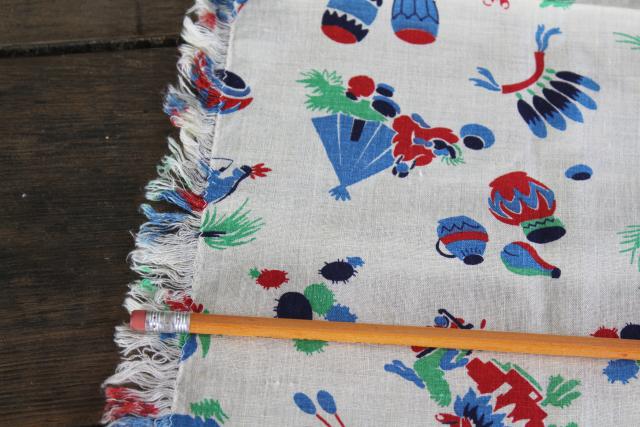 photo of 1940s vintage cotton feed sack fabric Native American Indian print, very retro! #5