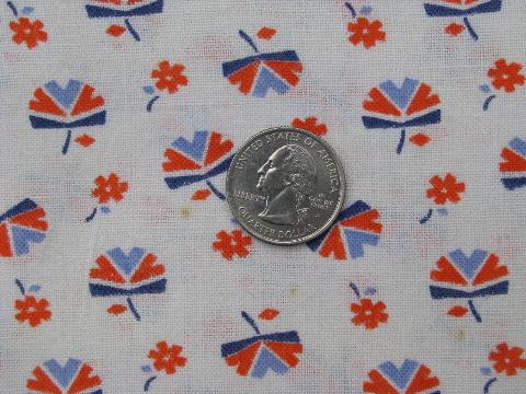 photo of 1940's vintage cotton feed sack fabric, art deco flowers print #1