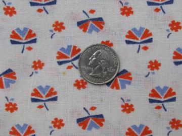 catalog photo of 1940's vintage cotton feed sack fabric, art deco flowers print