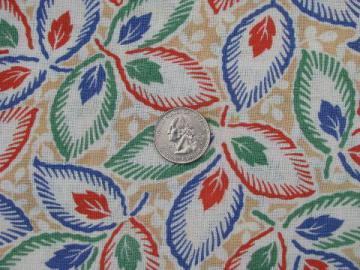 catalog photo of 1940's vintage cotton feed sack fabric, leaf pattern print