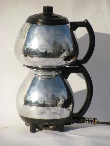 photo of 1940s vintage deco chrome / stainless Sunbeam electric percolator coffee pot #1