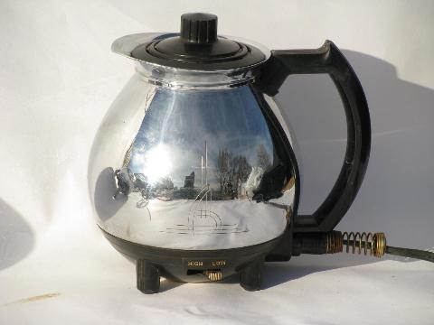 photo of 1940s vintage deco chrome / stainless Sunbeam electric percolator coffee pot #3