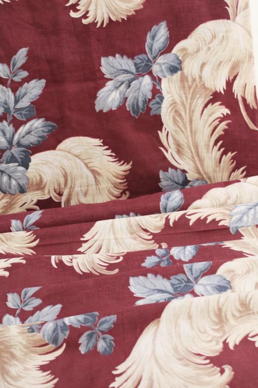 photo of 1940s vintage feather plume print fabric, lightweight cotton curtains or decor #1