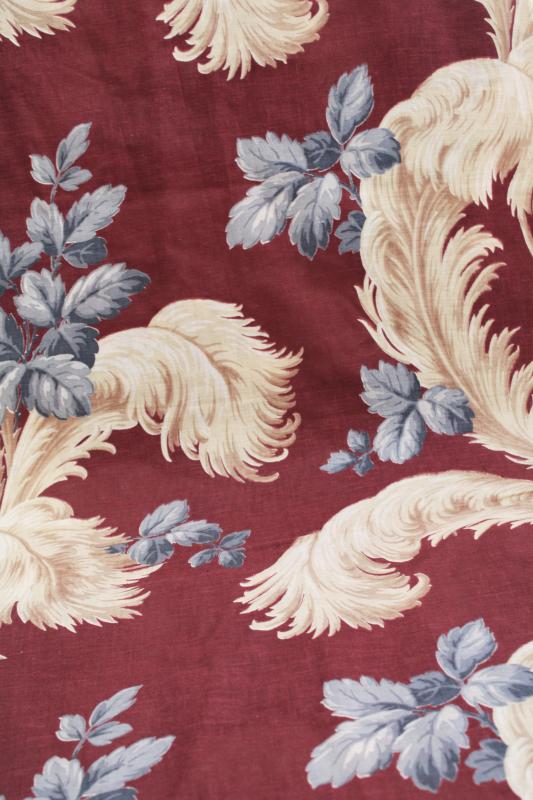 photo of 1940s vintage feather plume print fabric, lightweight cotton curtains or decor #2