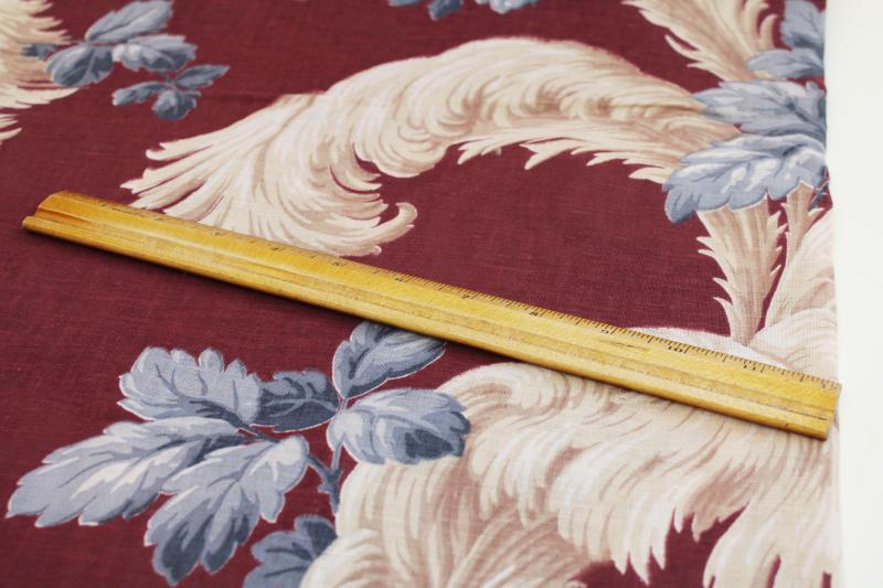 photo of 1940s vintage feather plume print fabric, lightweight cotton curtains or decor #3