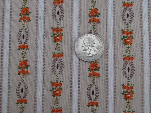 photo of 1940's vintage flowered ticking stripe, quilting weight cotton fabric #1