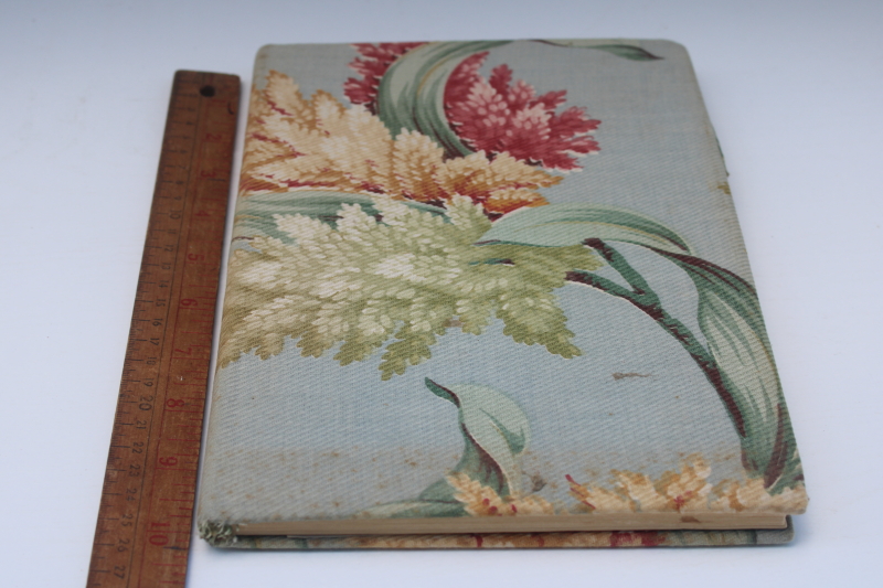 photo of 1940s vintage gardening book hand bound in romantic floral print cloth cover  #1