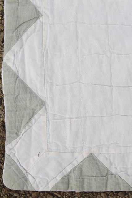 photo of 1940s vintage hand stitched patchwork quilt, rustic modern pale whitewash colors #4