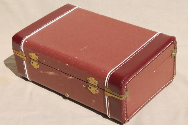 photo of 1940s vintage luggage, small suitcase train case for storage or travel #2