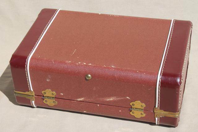 photo of 1940s vintage luggage, small suitcase train case for storage or travel #8