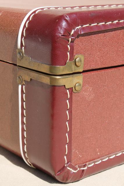 photo of 1940s vintage luggage, small suitcase train case for storage or travel #9