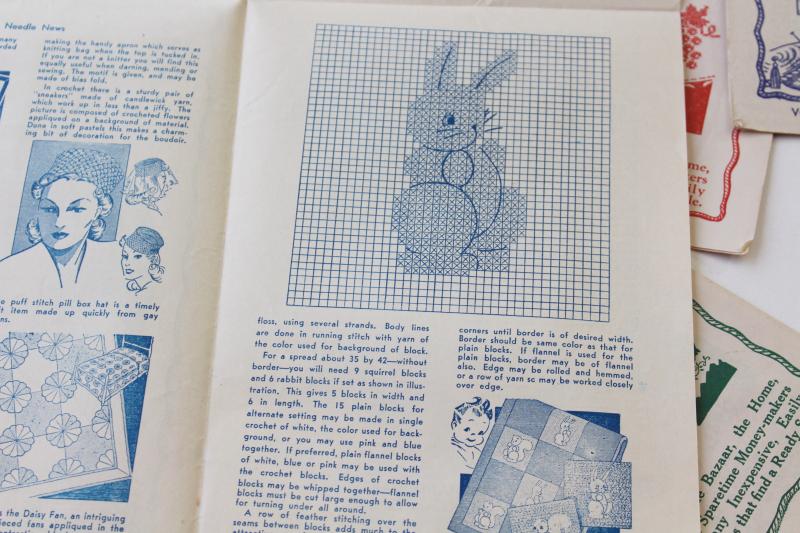 photo of 1940s vintage needlework leaflets, early Workbasket quilt patterns, crochet #3