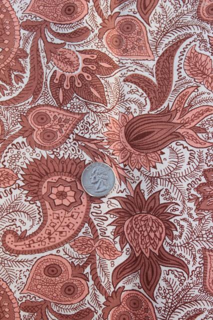 photo of 1940s vintage paisley print material, printed cotton feed sack fabric #1